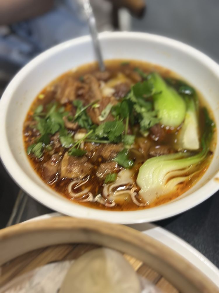 Spicy beef brisket noodle soup at Din Ding Dumpling House Union City