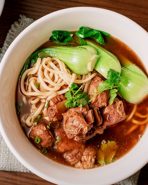 Braised rib chop noodle soup at Din Ding Dumpling House in Union City CA