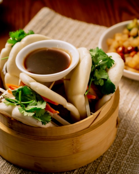 Pork belly burger at Din Ding Dumpling House Bay Area